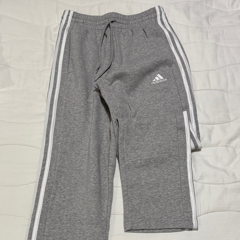 Adidas Men’s Gray Joggers with White Stripes